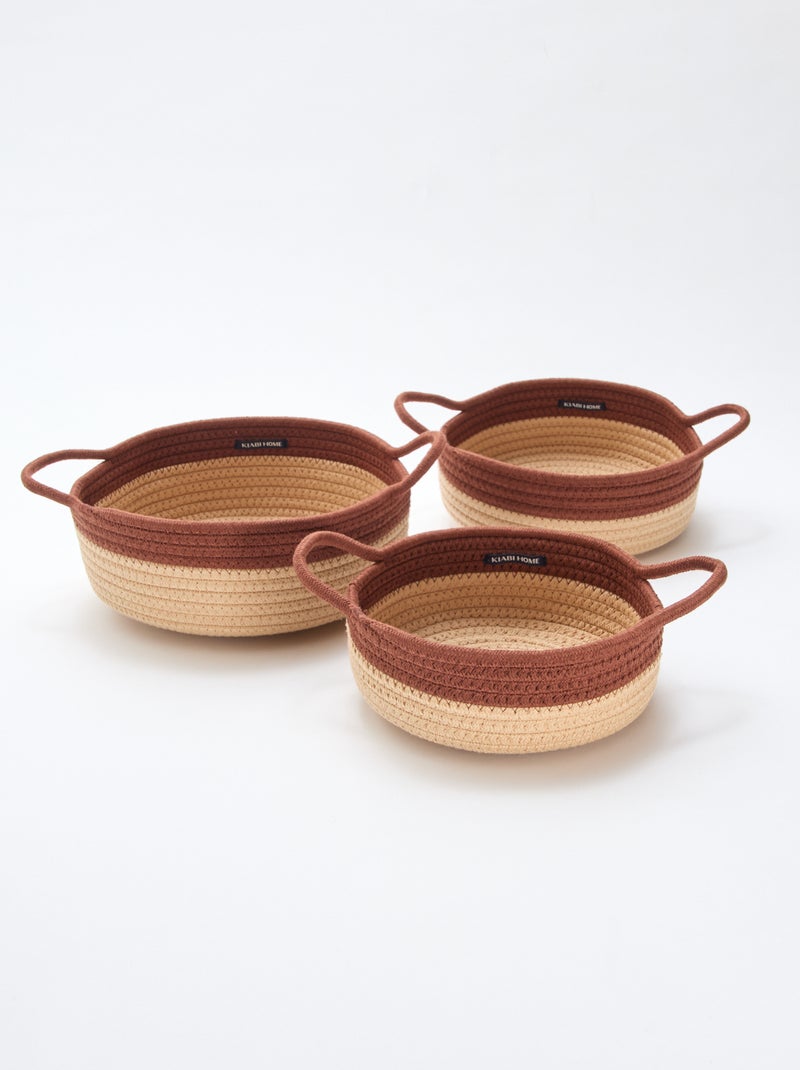 Set van 3 manden met koord Bruin - Kiabi