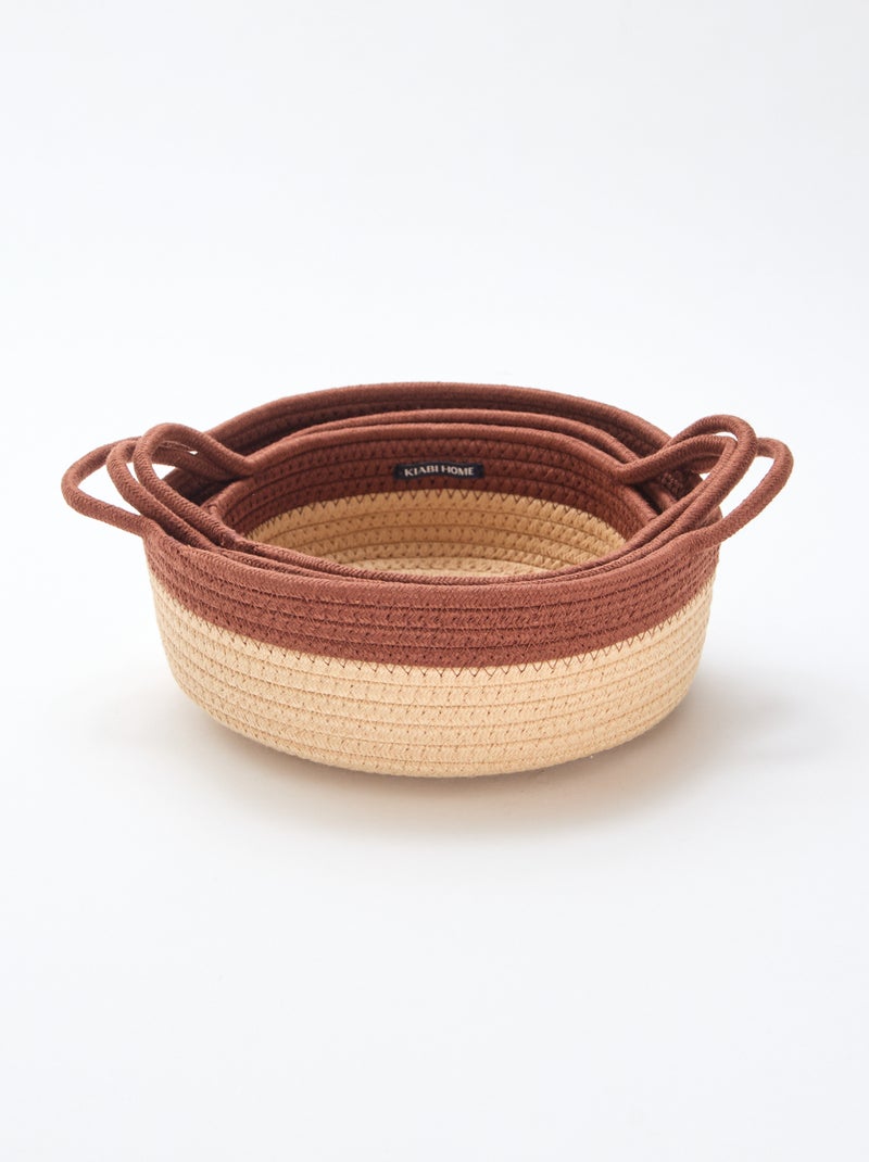 Set van 3 manden met koord Bruin - Kiabi