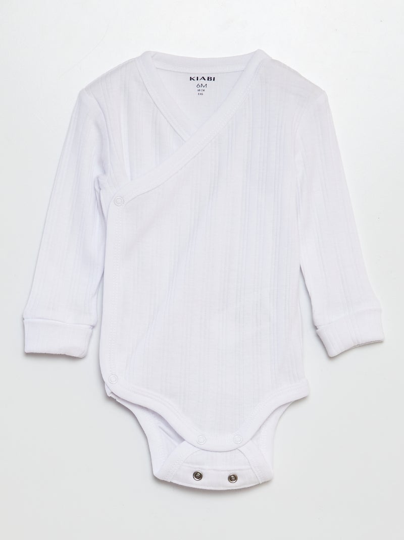 Set van 3 meegroei bodies WIT - Kiabi