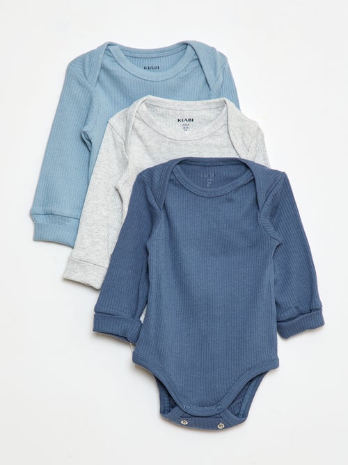 Set van 3 meegroeiende rompers met US-hals en lange mouwen - Kiabi