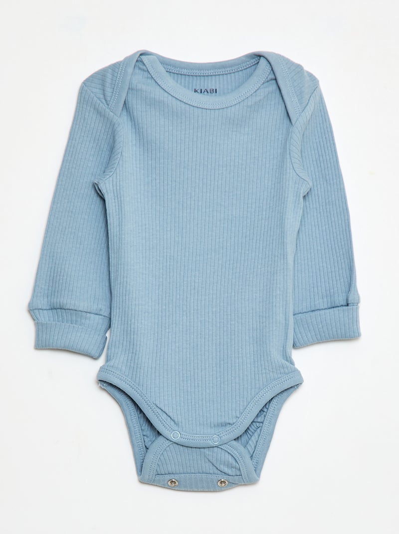 Set van 3 meegroeiende rompers met US-hals en lange mouwen Blauw - Kiabi