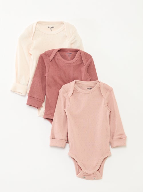 Set van 3 meegroeiende rompers met US-hals en lange mouwen - Kiabi