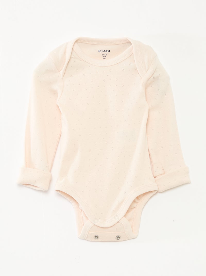 Set van 3 meegroeiende rompers met US-hals en lange mouwen Rose - Kiabi