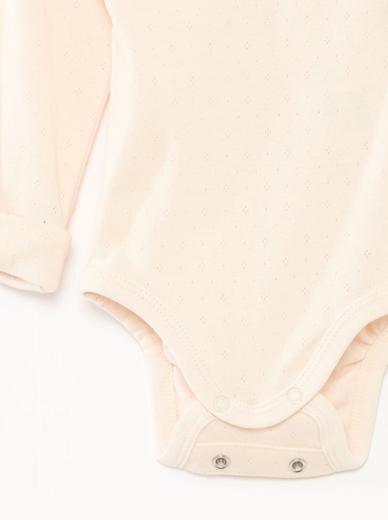 Set van 3 meegroeiende rompers met US-hals en lange mouwen Rose - Kiabi