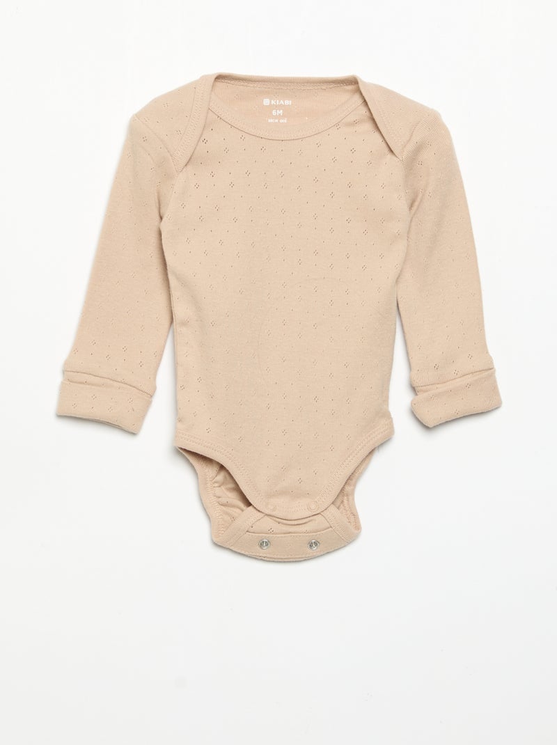 Set van 3 meegroeiende rompers met US-hals en lange mouwen Rose - Kiabi