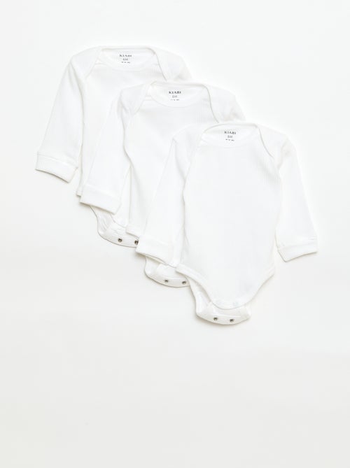 Set van 3 meegroeiende rompers met US-hals en lange mouwen - Kiabi