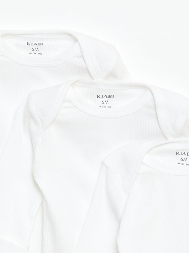 Set van 3 meegroeiende rompers met US-hals en lange mouwen Wit - Kiabi