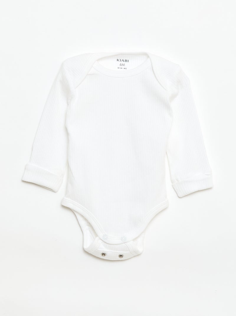 Set van 3 meegroeiende rompers met US-hals en lange mouwen Wit - Kiabi