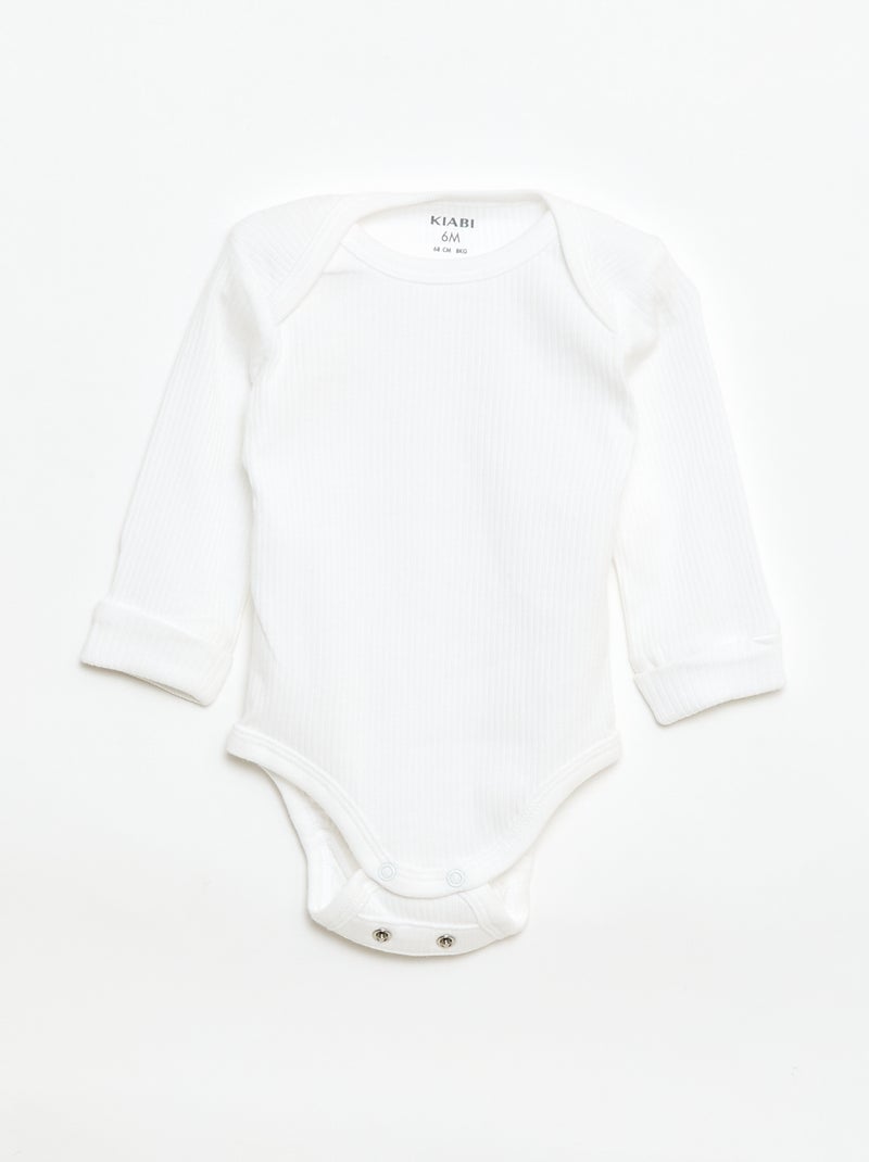 Set van 3 meegroeiende rompers met US-hals en lange mouwen Wit - Kiabi