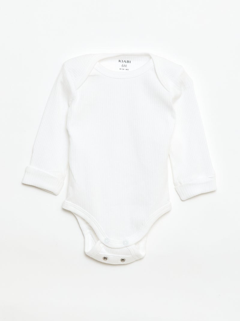 Set van 3 meegroeiende rompers met US-hals en lange mouwen Wit - Kiabi