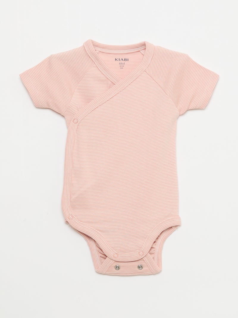 Set van 3 meegroeirompers met korte mouwen Rose - Kiabi