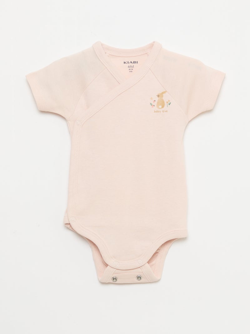 Set van 3 meegroeirompers met korte mouwen Rose - Kiabi