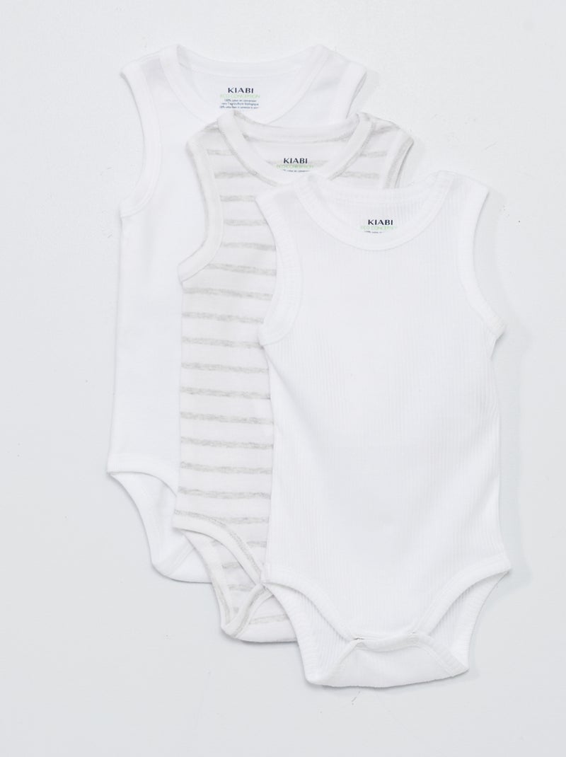 Set van 3 mouwloze body's met print WIT - Kiabi