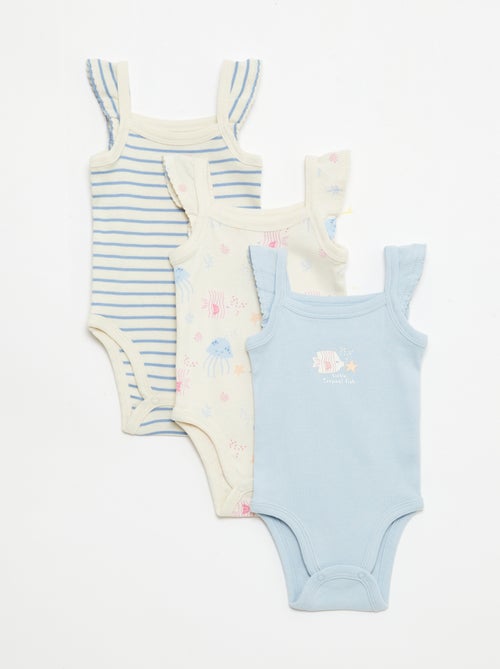 Set van 3 mouwloze rompers - Kiabi