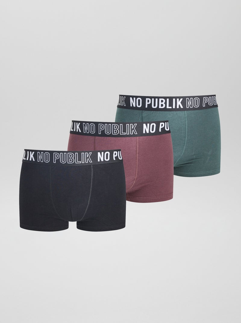 Set van 3 'No Publik'-boxershorts ZWART - Kiabi