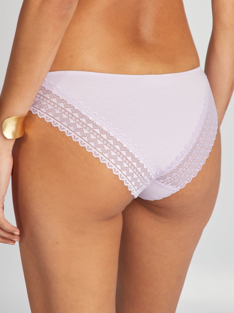 Set van 3 onderbroekjes van katoen en kant GRIJS - Kiabi