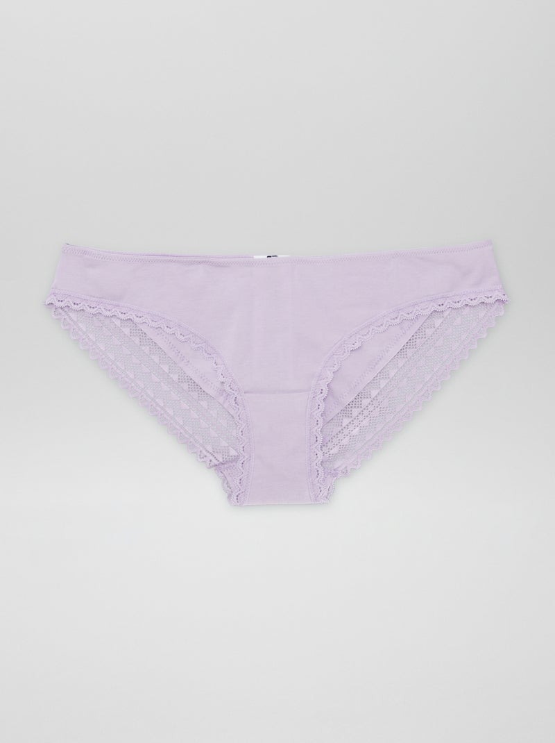 Set van 3 onderbroekjes van katoen en kant GRIJS - Kiabi