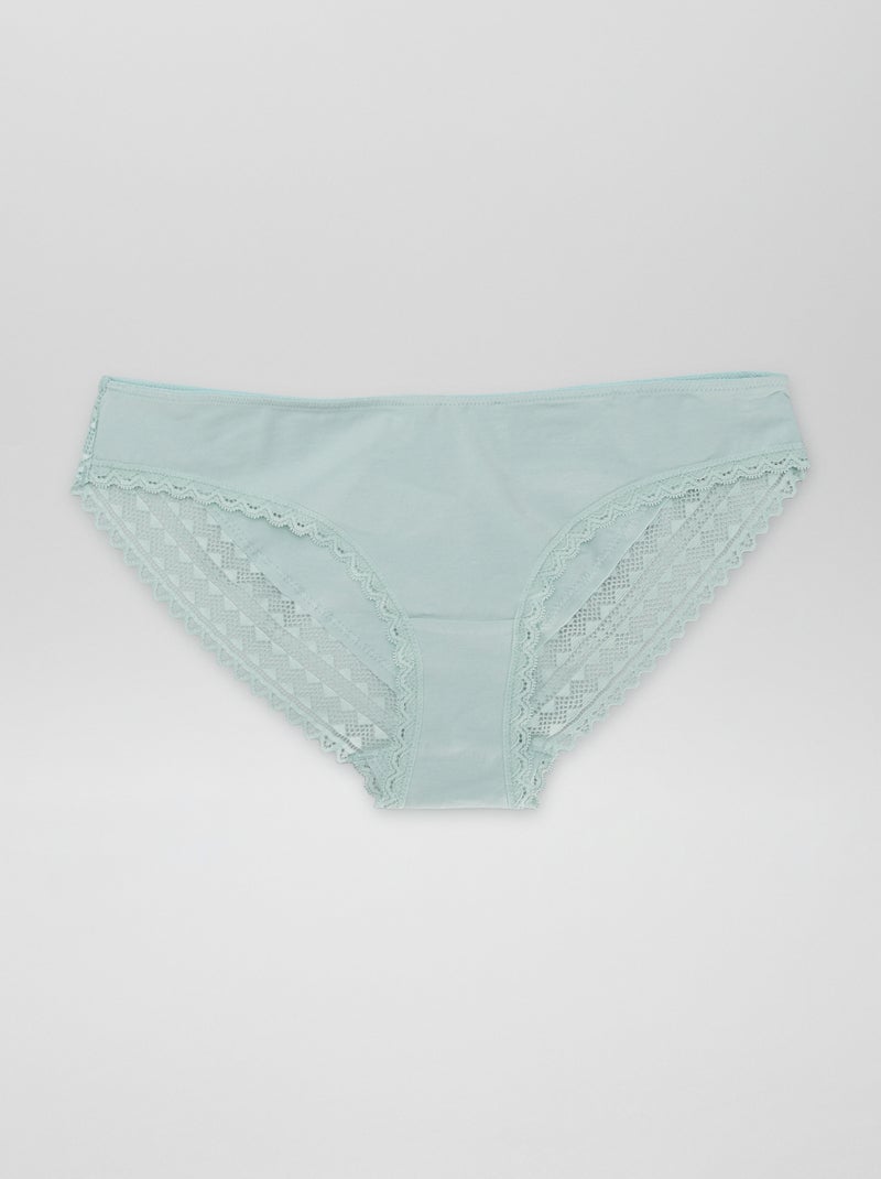 Set van 3 onderbroekjes van katoen en kant GRIJS - Kiabi