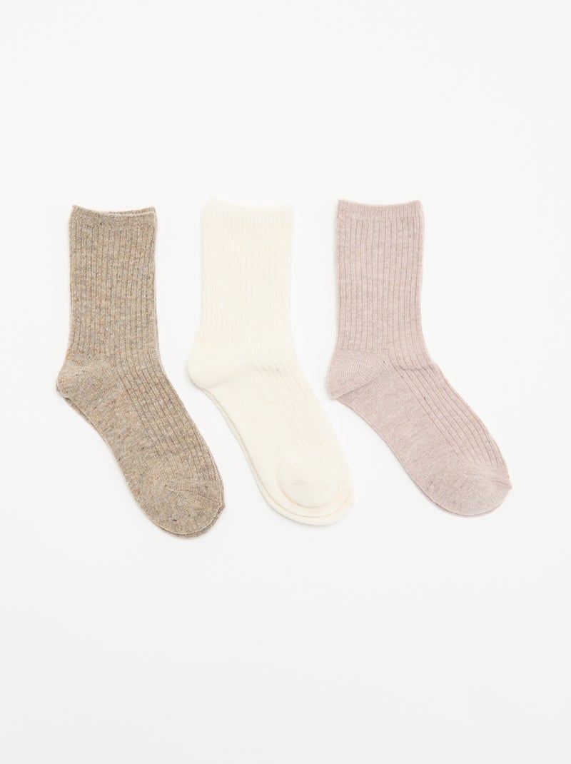 Set van 3 paar effen enkelsokken Rose - Kiabi