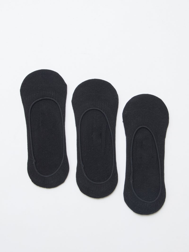 Set van 3 paar effen sneaker sokken Zwart - Kiabi
