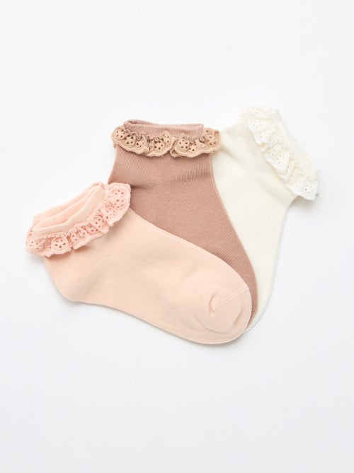 Set van 3 paar feestelijke enkelsokken met ruches - Kiabi