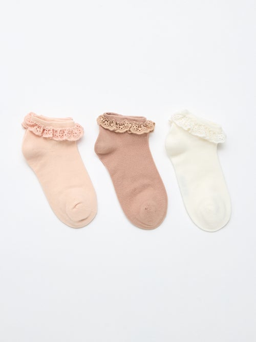 Set van 3 paar feestelijke enkelsokken met ruches - Kiabi