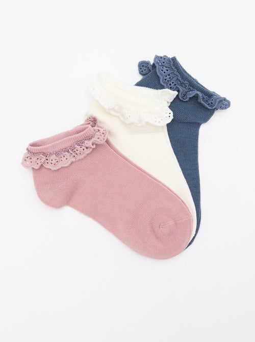 Set van 3 paar feestelijke enkelsokken met ruches - Kiabi