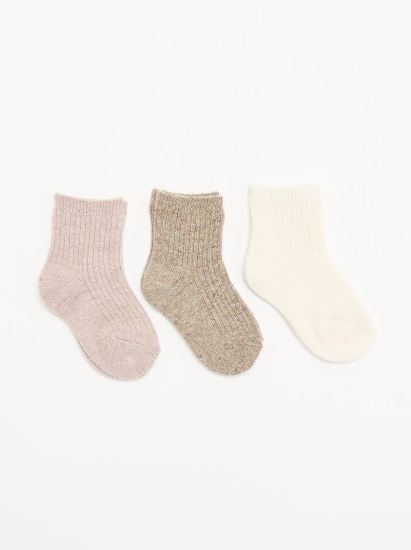 Set van 3 paar geribde sokken Rose - Kiabi