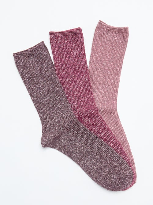 Set van 3 paar glitterende enkelsokken - Kiabi Set van 3 paar glitterende enkelsokken - Kiabi