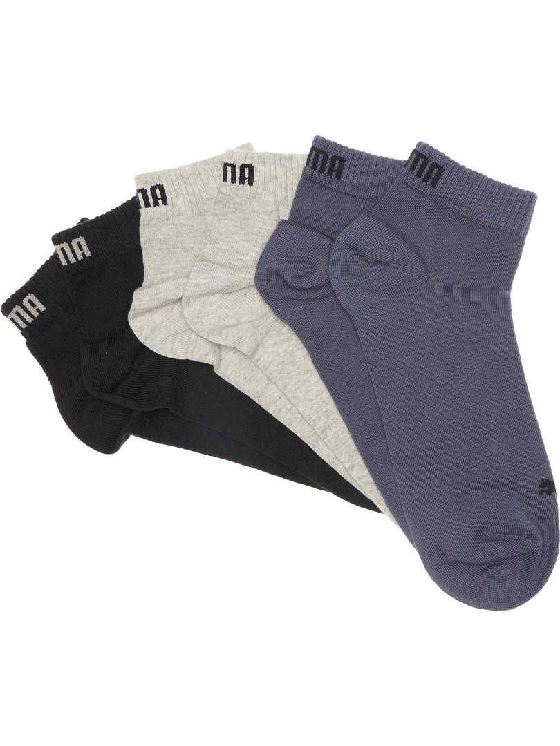 Set van 3 paar korte 'Puma' sokken blauw / grijs / wit  - Kiabi