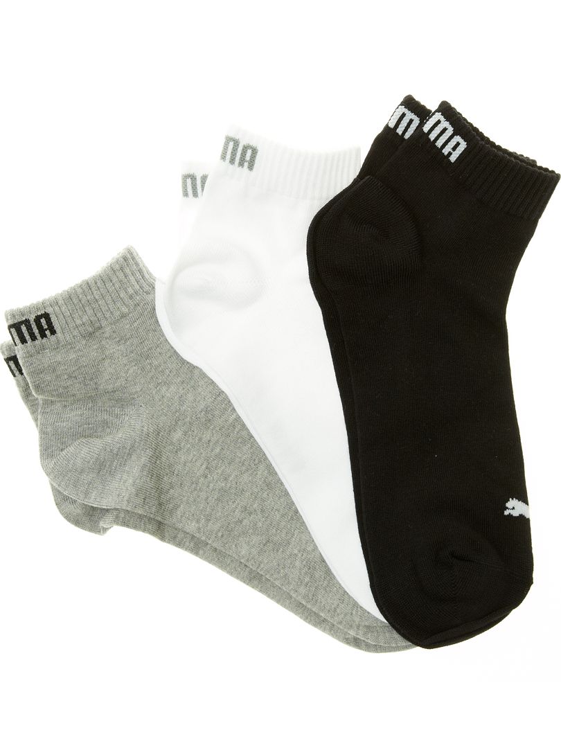 Set van 3 paar korte 'Puma' sokken grijs /wit / zwart - Kiabi