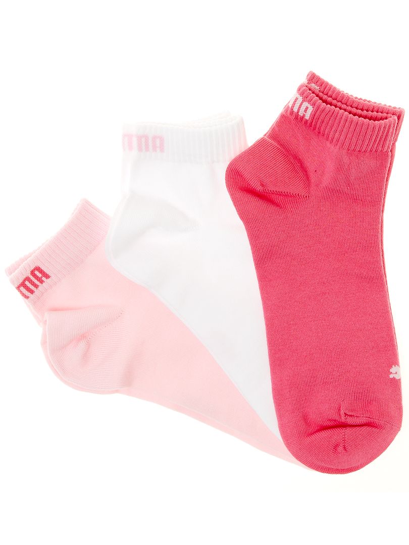Set van 3 paar korte 'Puma' sokken roze / wit - Kiabi