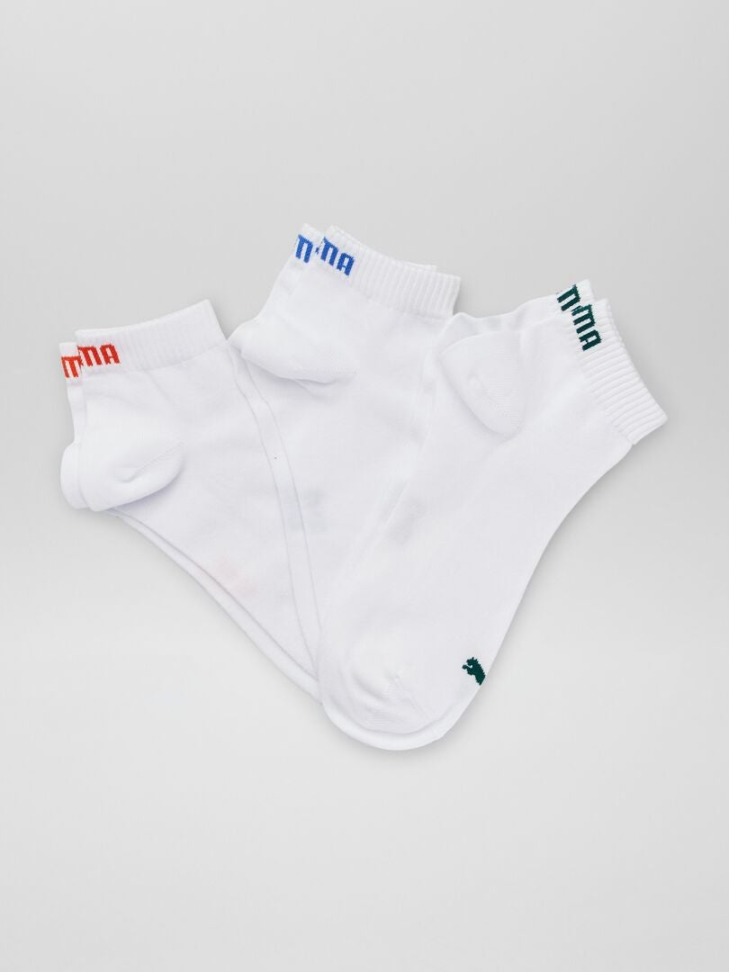 Set van 3 paar korte 'Puma' sokken WIT - Kiabi