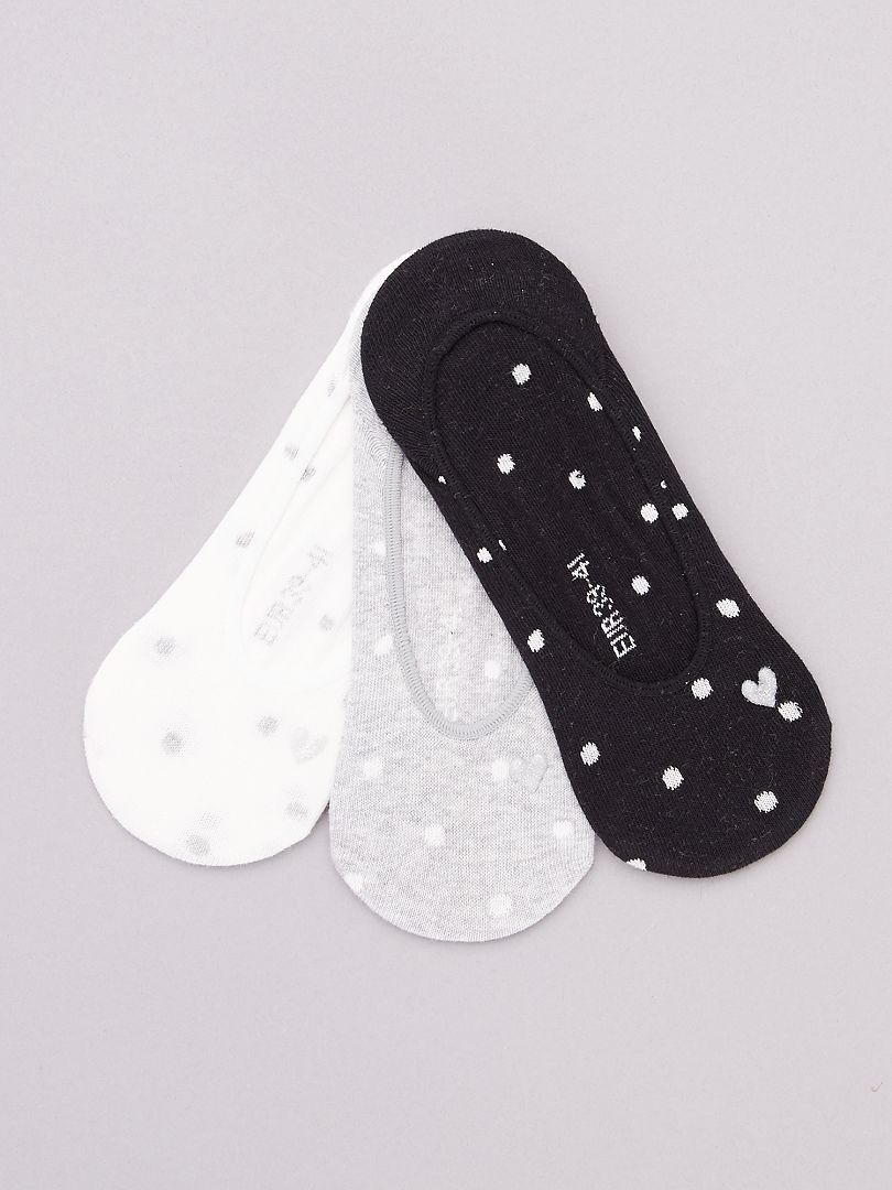 Set van 3 paar onzichtbare sokken grijs - Kiabi