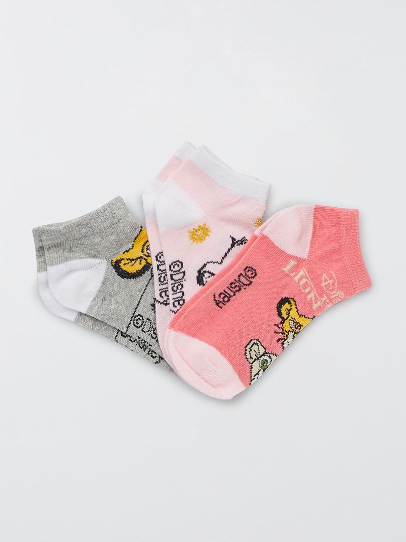 Set van 3 paar sokken 'De Leeuwenkoning' roze / grijs - Kiabi