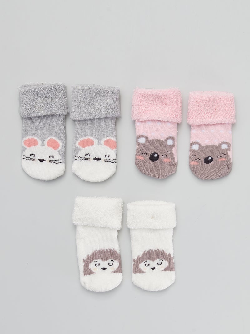 Set van 3 paar sokken met dierenprints egel - Kiabi