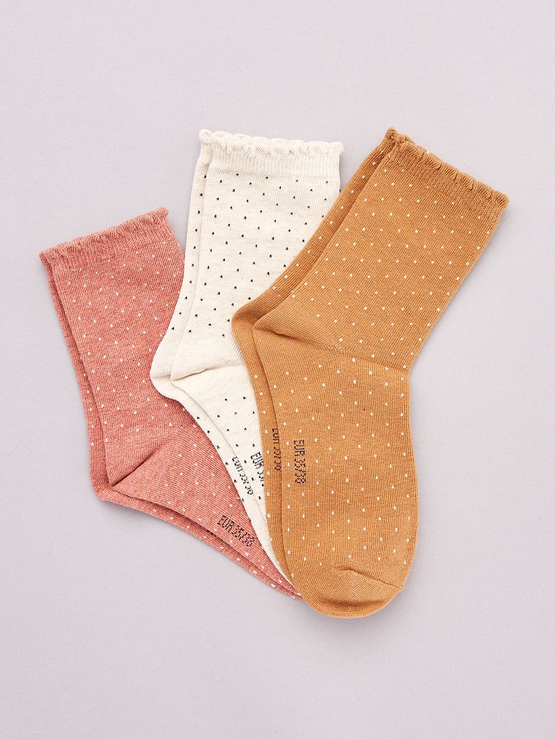 Set van 3 paar sokken met motieven ORANJE - Kiabi