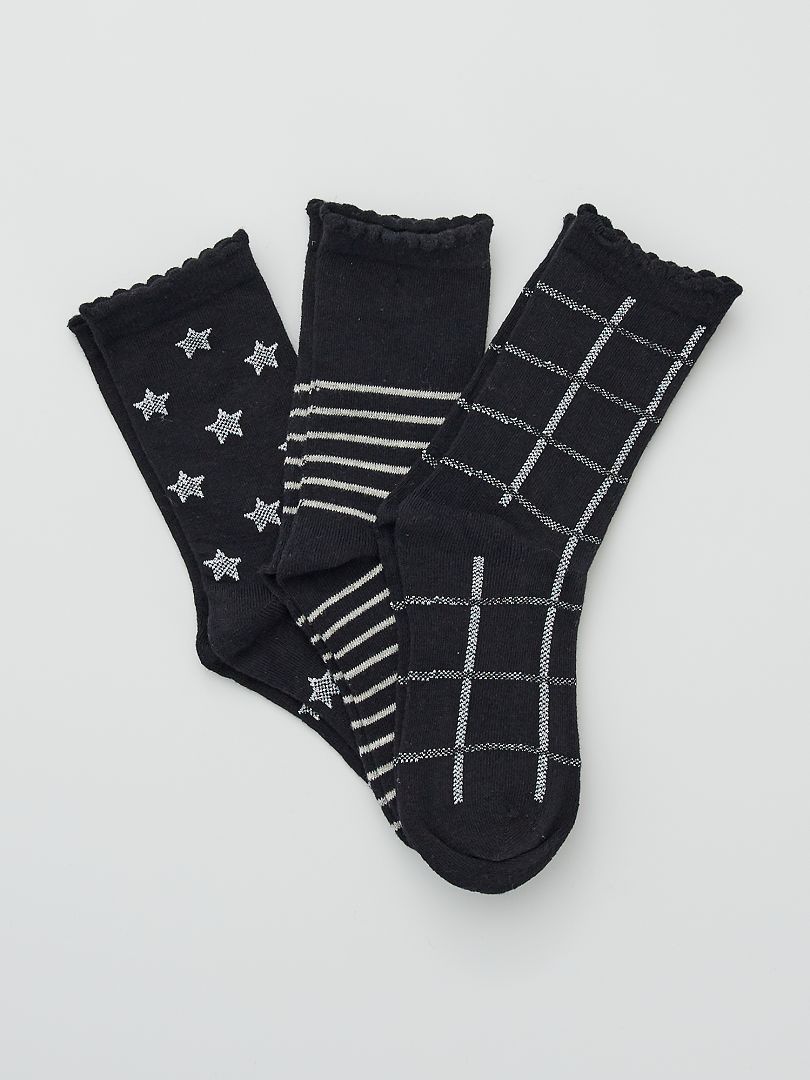 Set van 3 paar sokken met sierrand ster - Kiabi