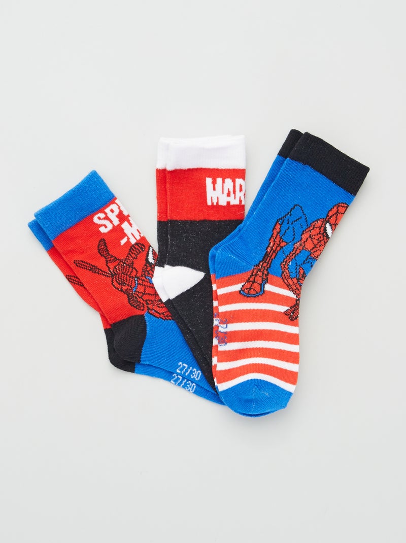 Set van 3 paar sokken 'Spider-Man' blauw / rood - Kiabi