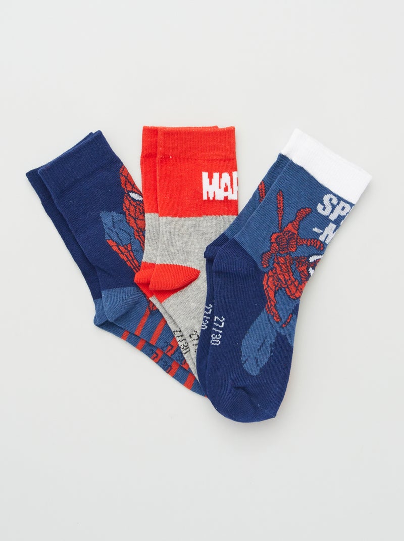 Set van 3 paar sokken 'Spider-Man' marine / rood - Kiabi