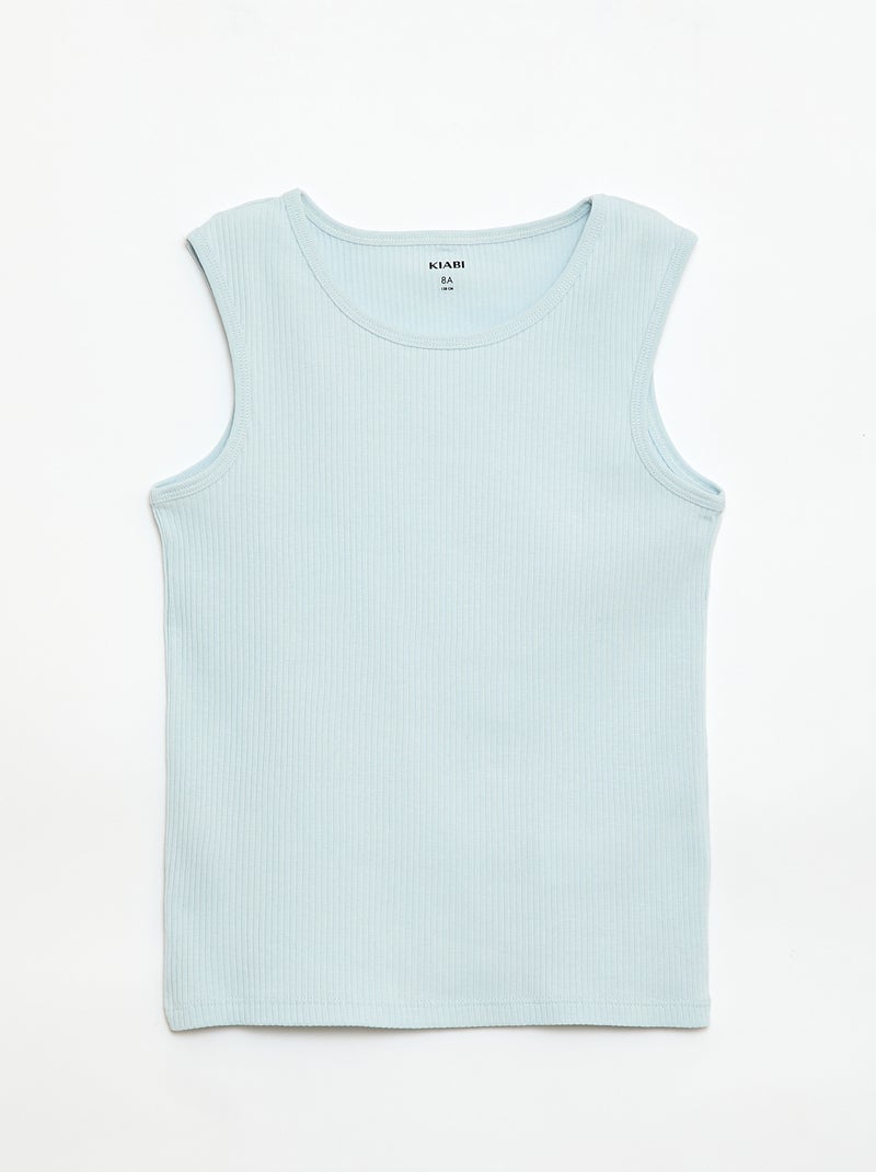 Set van 3 rib tanktops Blauw - Kiabi