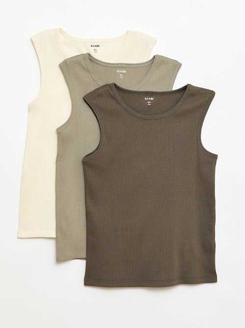 Set van 3 rib tanktops - Kiabi
