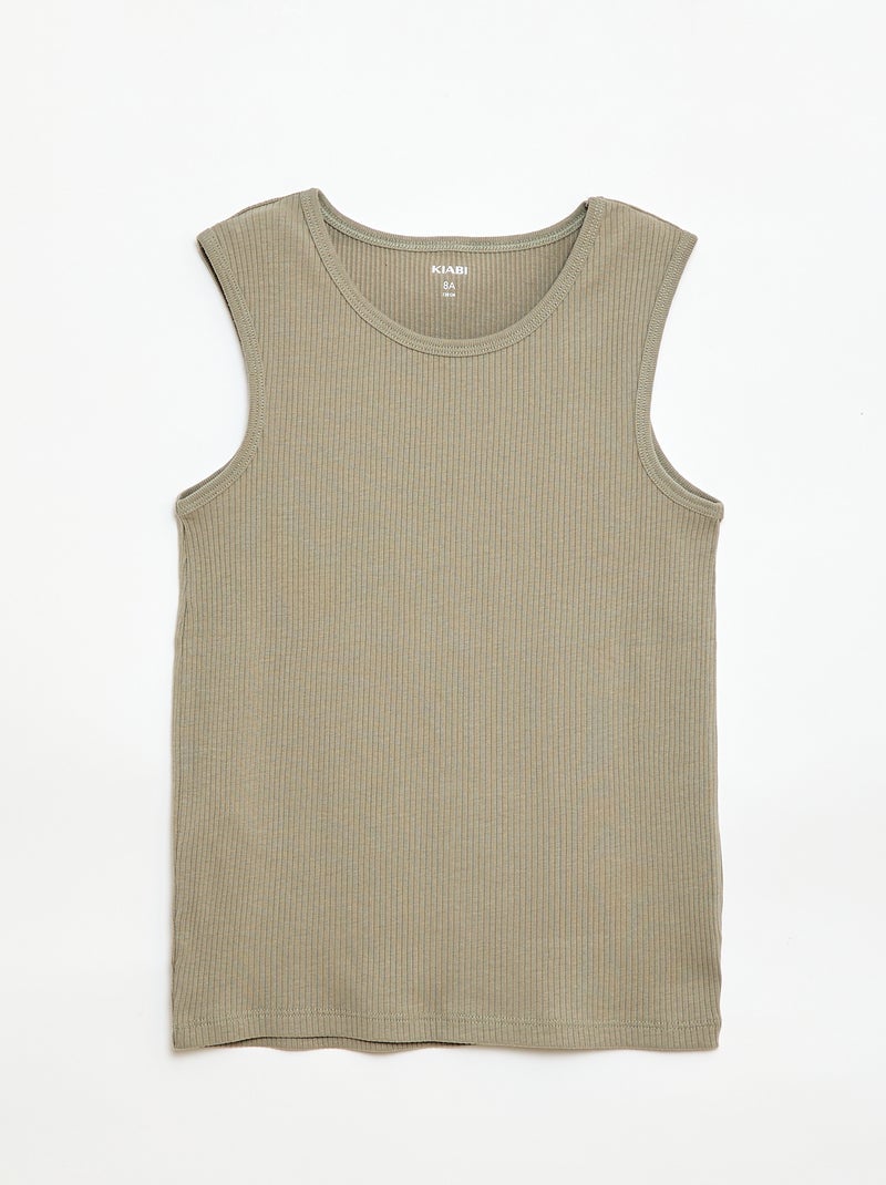Set van 3 rib tanktops Groen - Kiabi