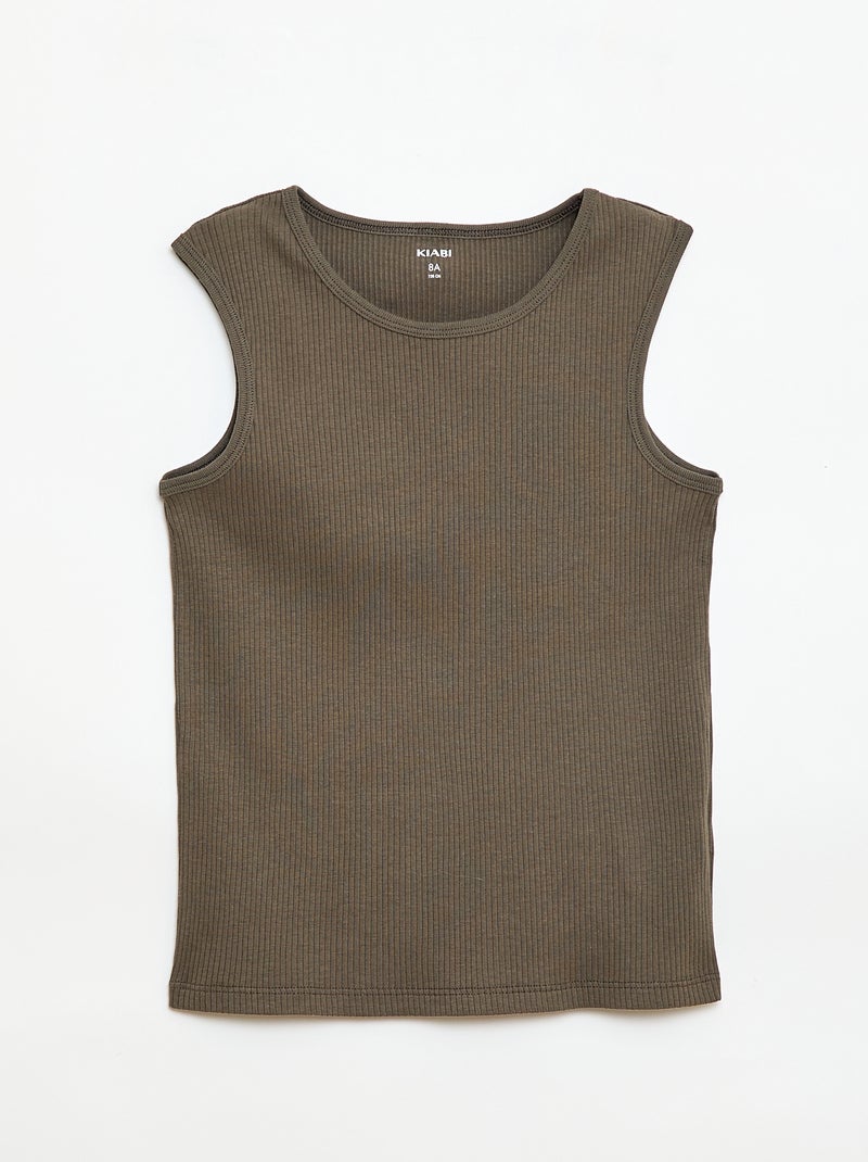 Set van 3 rib tanktops Groen - Kiabi