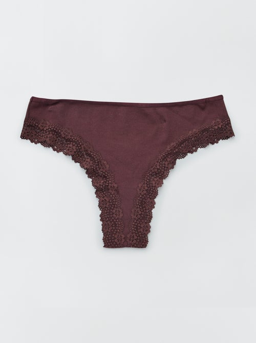 Set van 3 ribgebreide tanga's - Kiabi