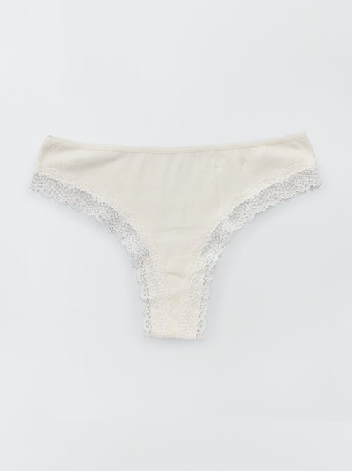 Set van 3 ribgebreide tanga's - Kiabi