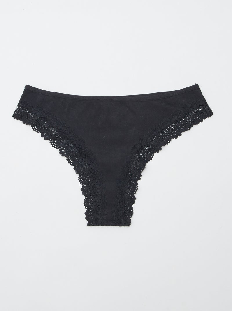 Set van 3 ribgebreide tanga's GRIJS - Kiabi