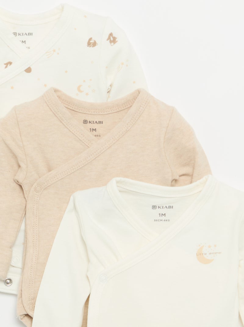 Set van 3 rompertjes met lange mouwen Wit - Kiabi