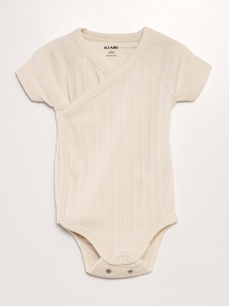 Set van 3 rompertjes met ribbeltextuur BIEGE - Kiabi