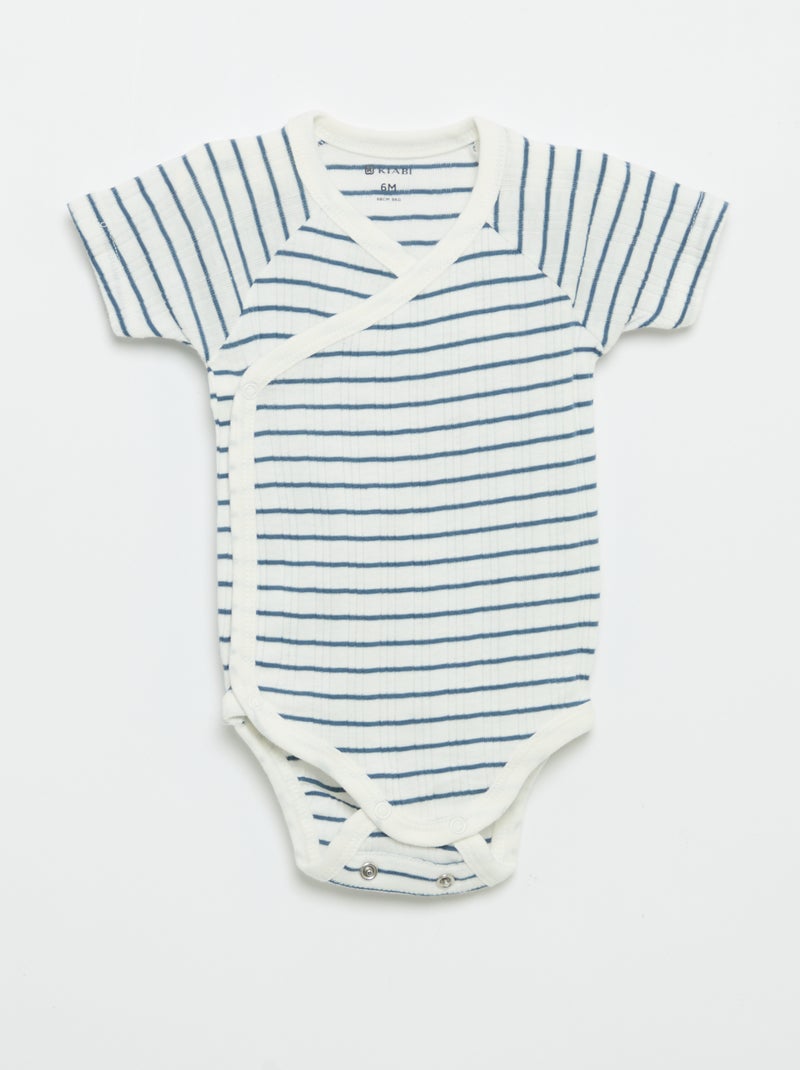 Set van 3 rompertjes met ribbeltextuur Blauw - Kiabi
